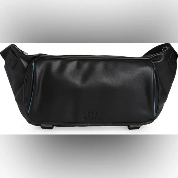 Ted Baker Cobbra Unisex Black Belt Bag Blue Trim - Picture 2 of 15